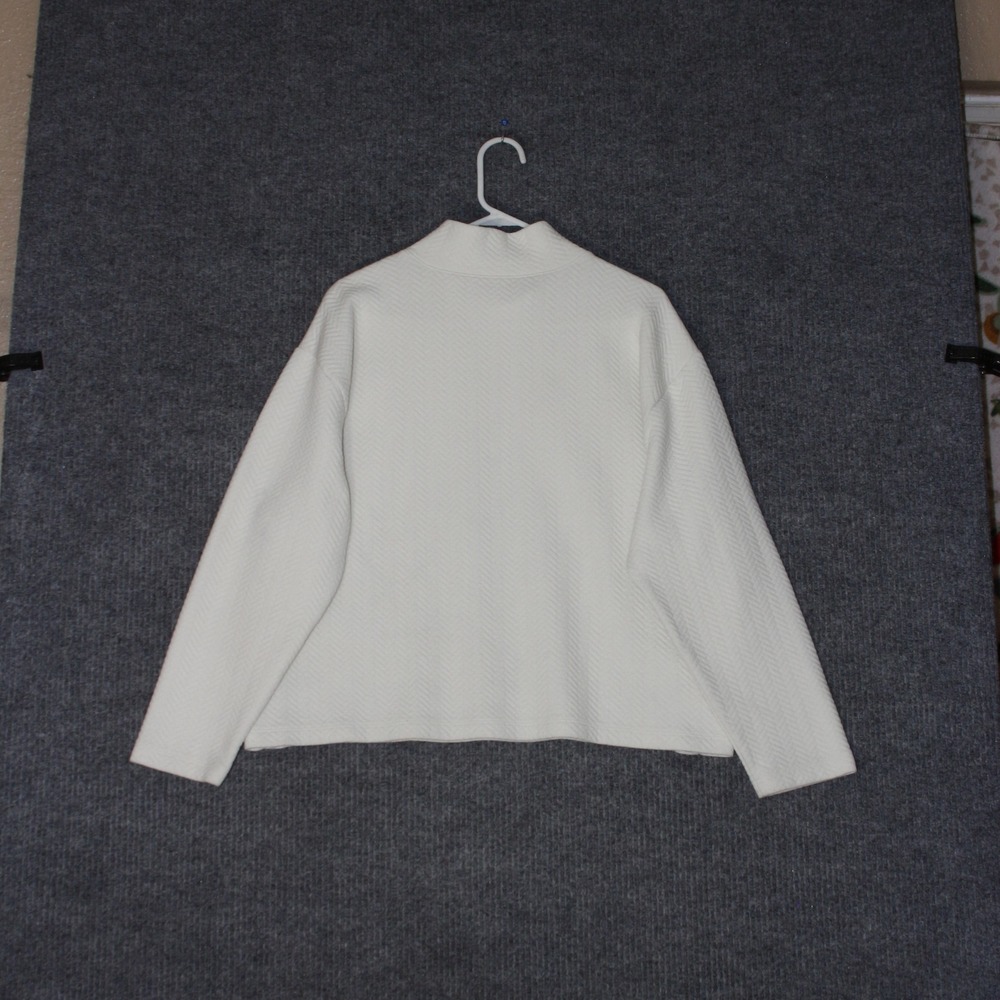 J Crew Quilted Mock Neck Sweatshirt Womens XL Ivory Gold Button Side Detail - Picture 5 of 6